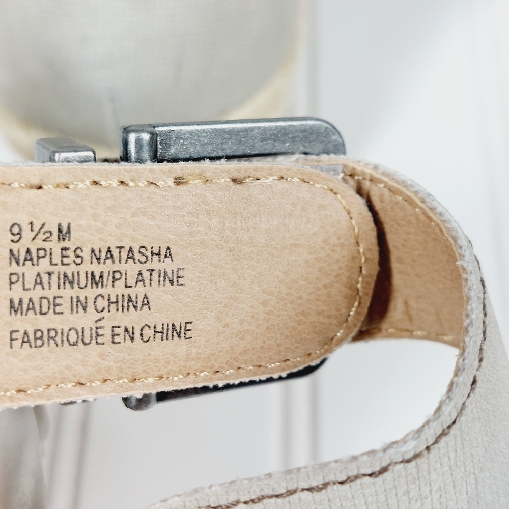 Earth Origins Naples Natasha Platinum Leather Espadrille Wedge Sandals D144 - Picture 15 of 15
